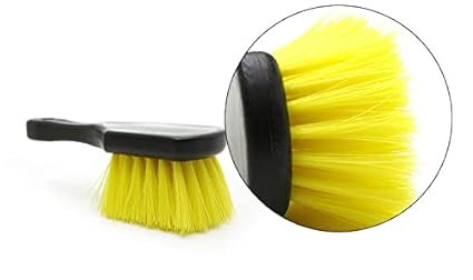 1X Auto Car Wheel Brush Black Plastic Handle Yellow Sponge Tire Rim Cleaner  Tool